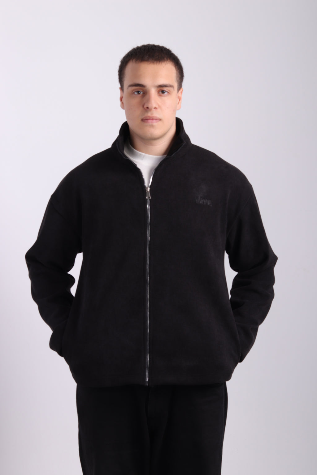 Black Cashmere Zip-Up