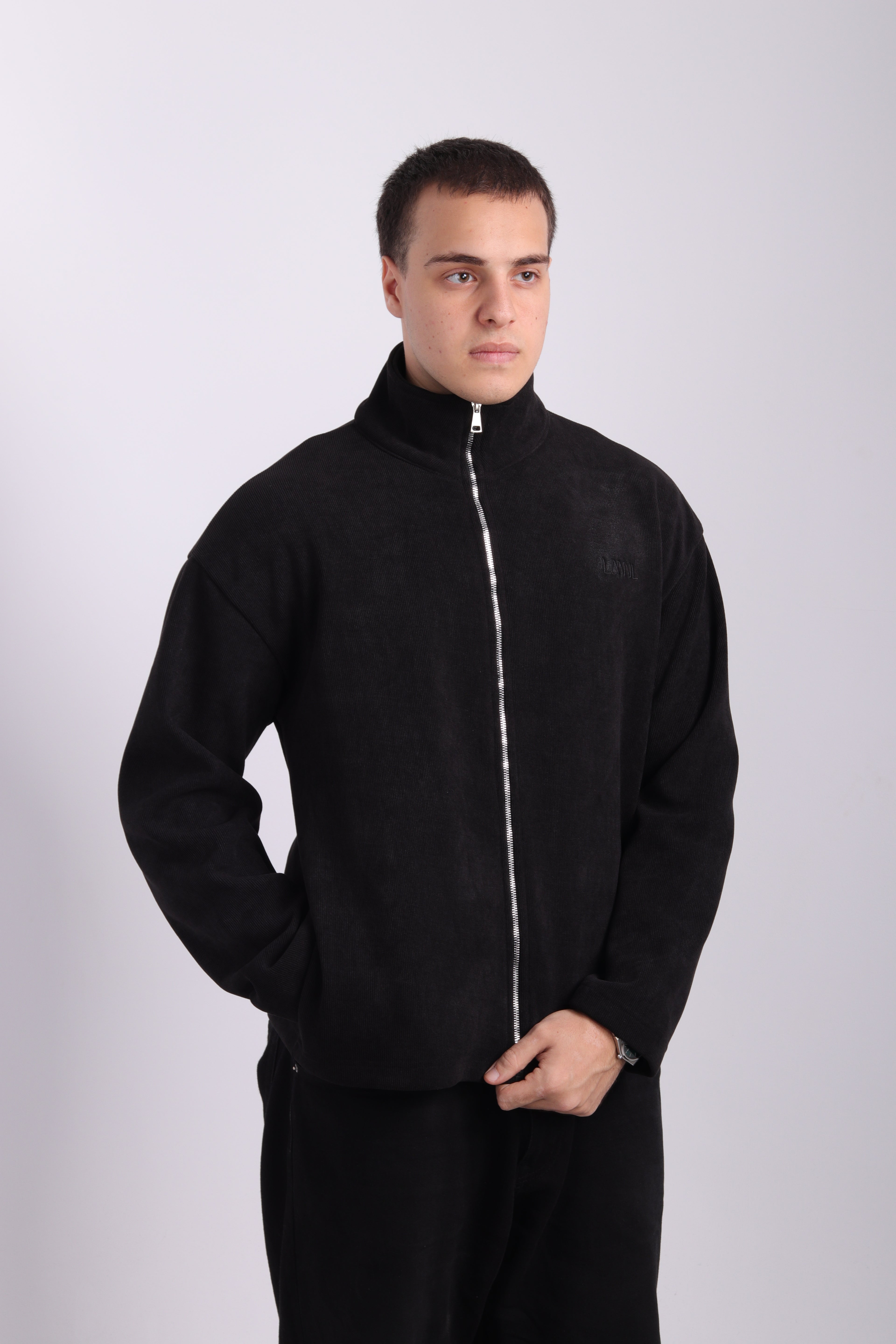 Black Cashmere Zip-Up