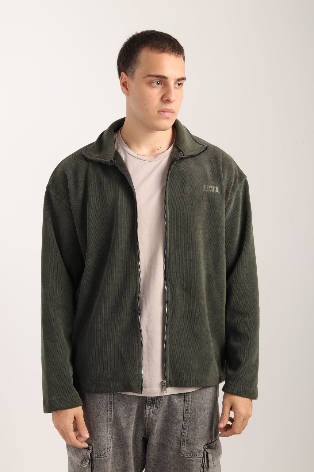 Olive Cashmere Zip-Up