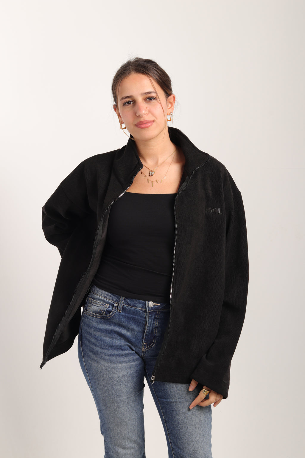 Black Cashmere Zip-Up