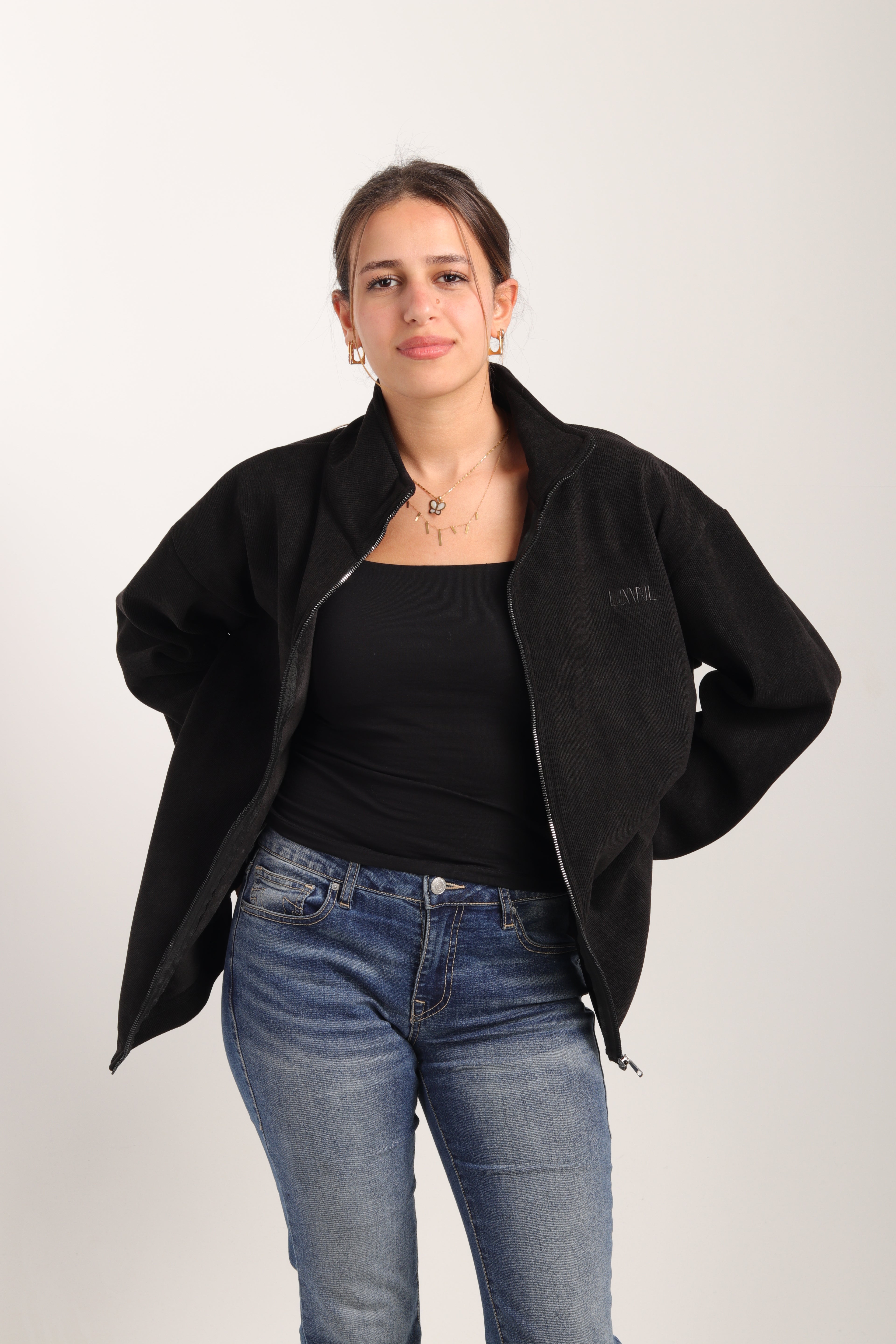 Black Cashmere Zip-Up