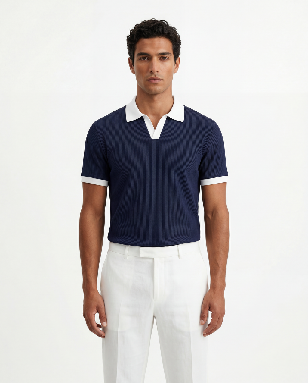 Navy Contrast Polo