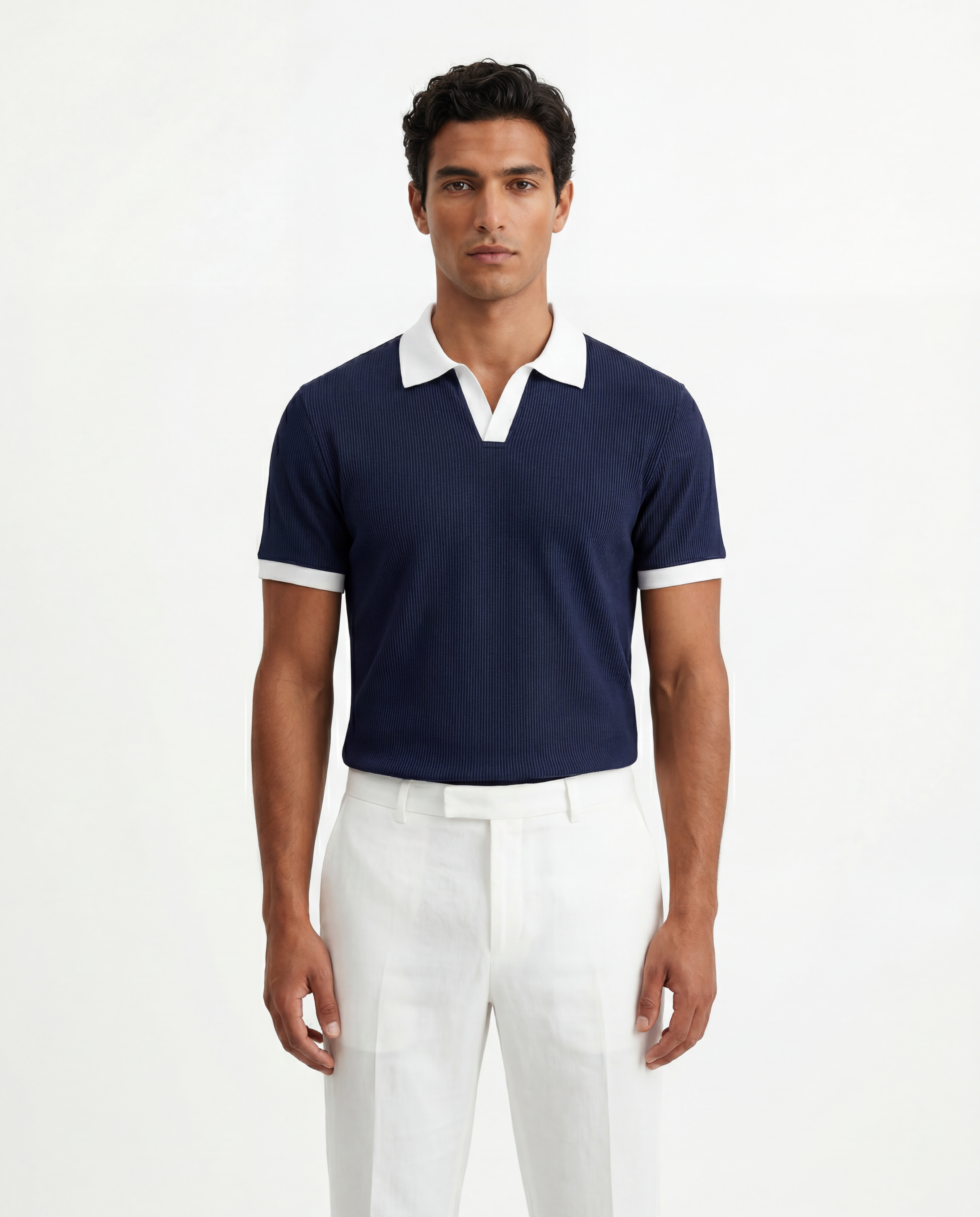 Navy Contrast Polo