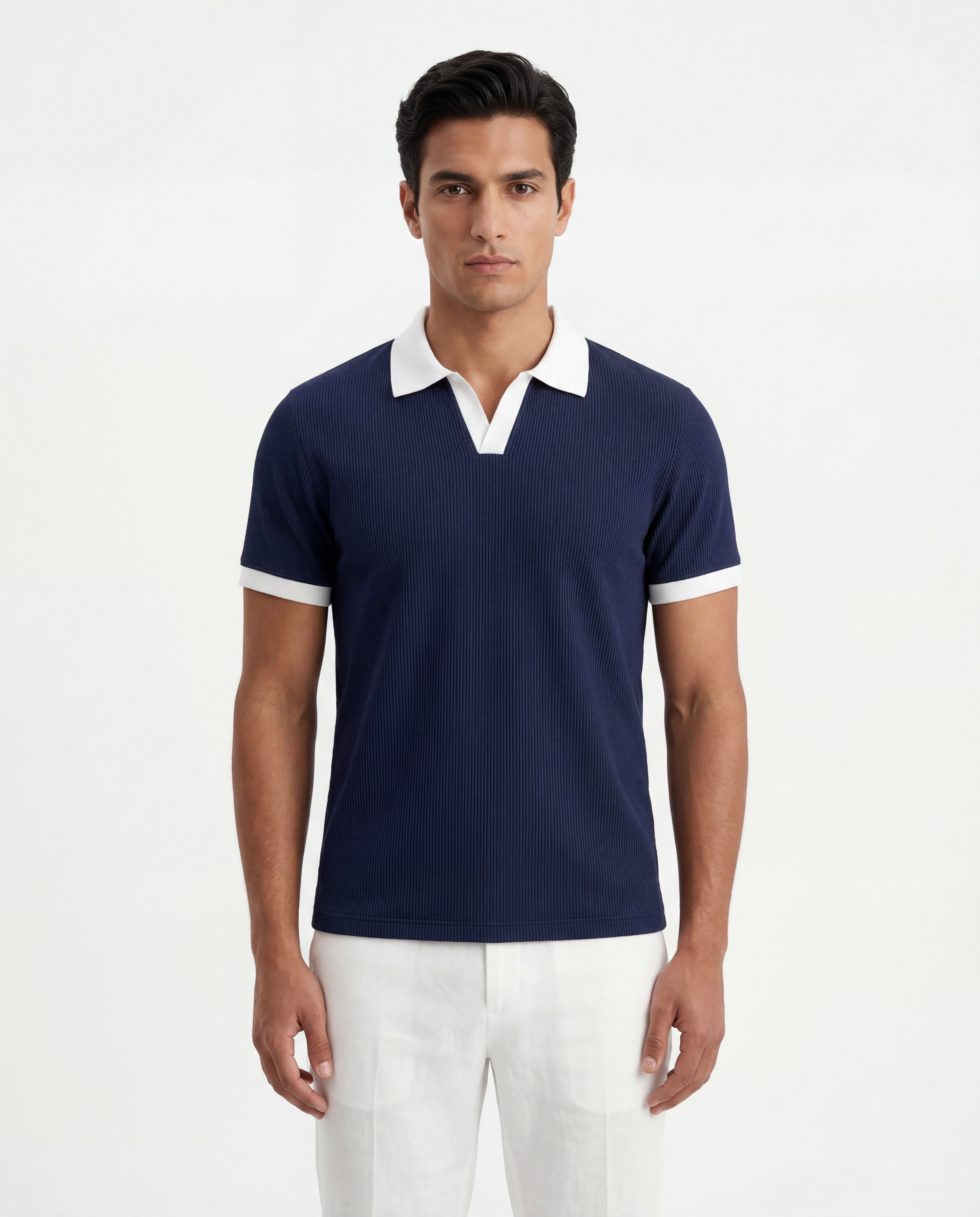 Navy Contrast Polo