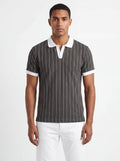 Striped Polo – Gray/White