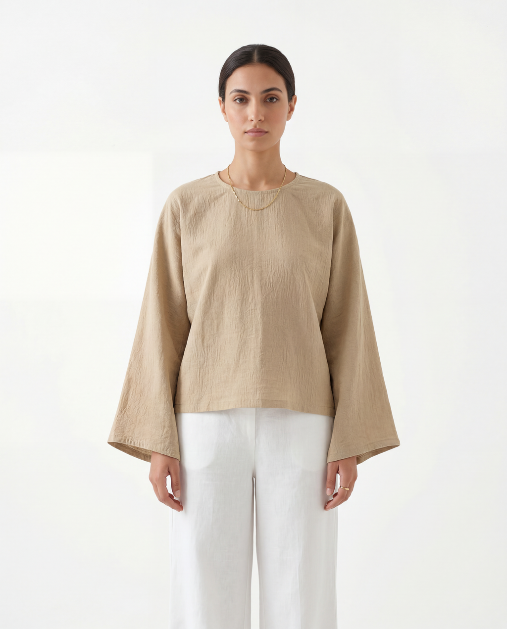 Beige Linen Relaxed Top
