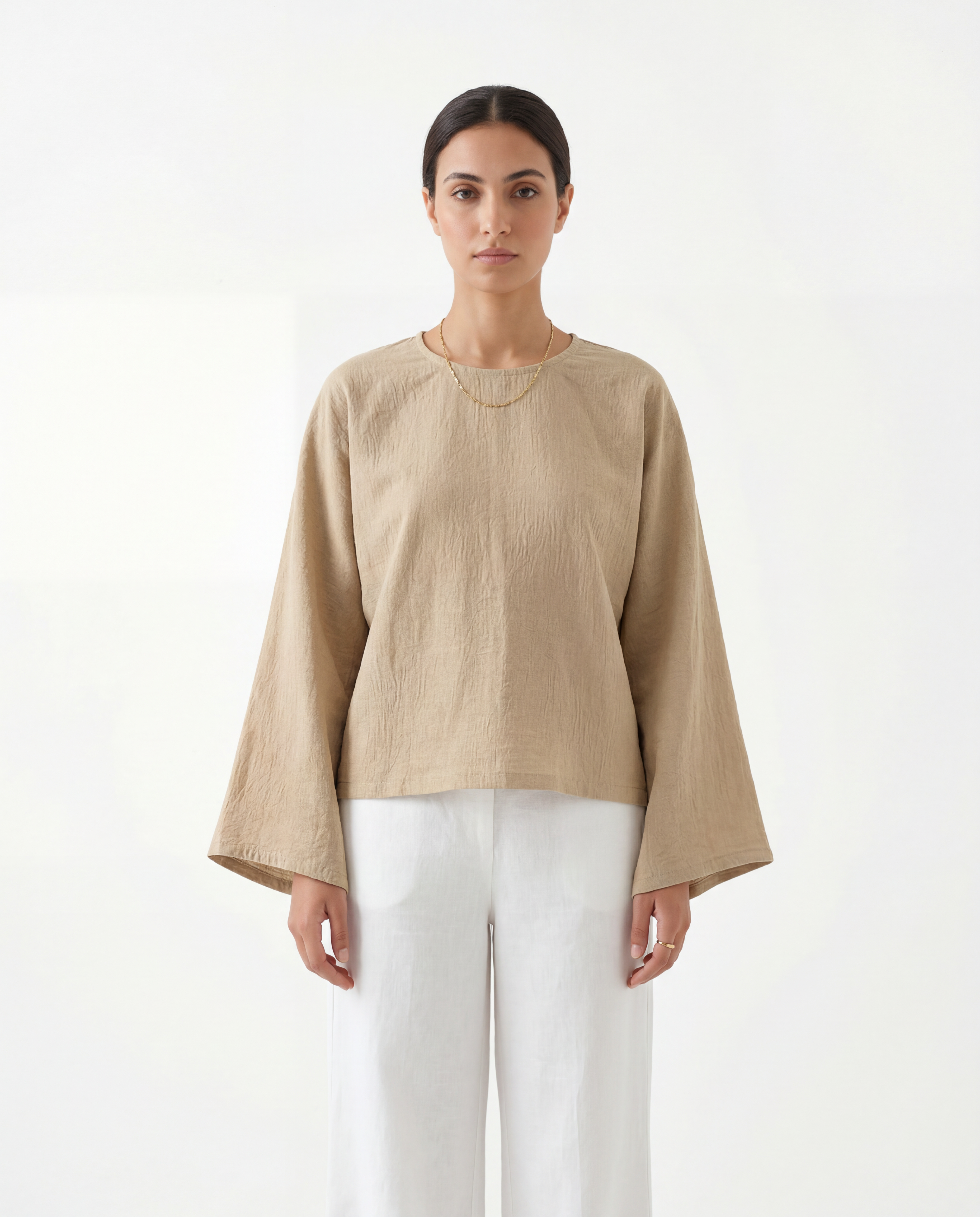 Beige Linen Relaxed Top