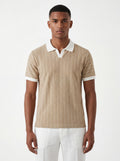 Striped Polo – Beige/White