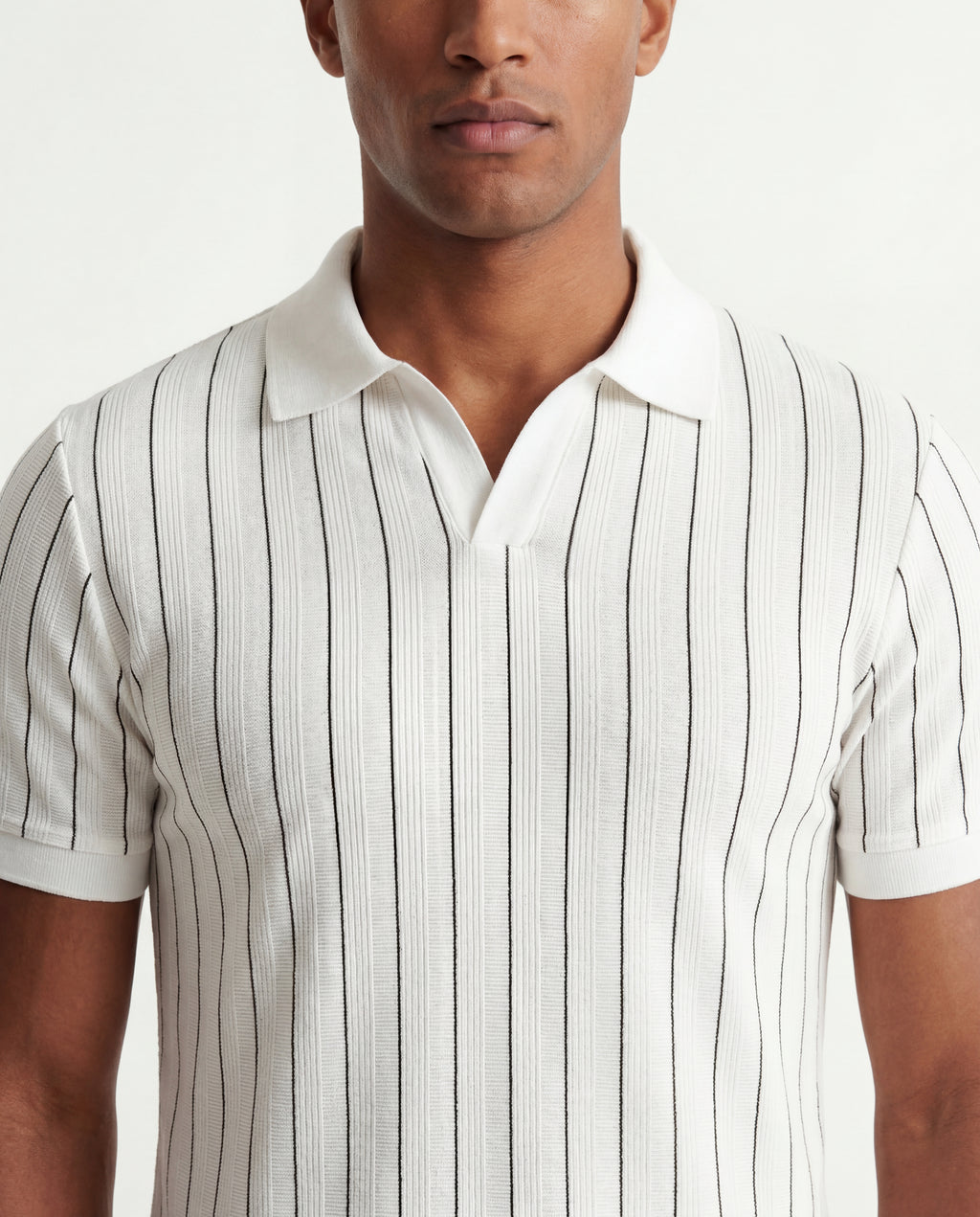 Striped Polo – White/Black