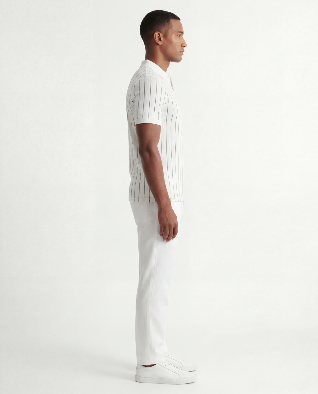 Striped Polo – White/Black