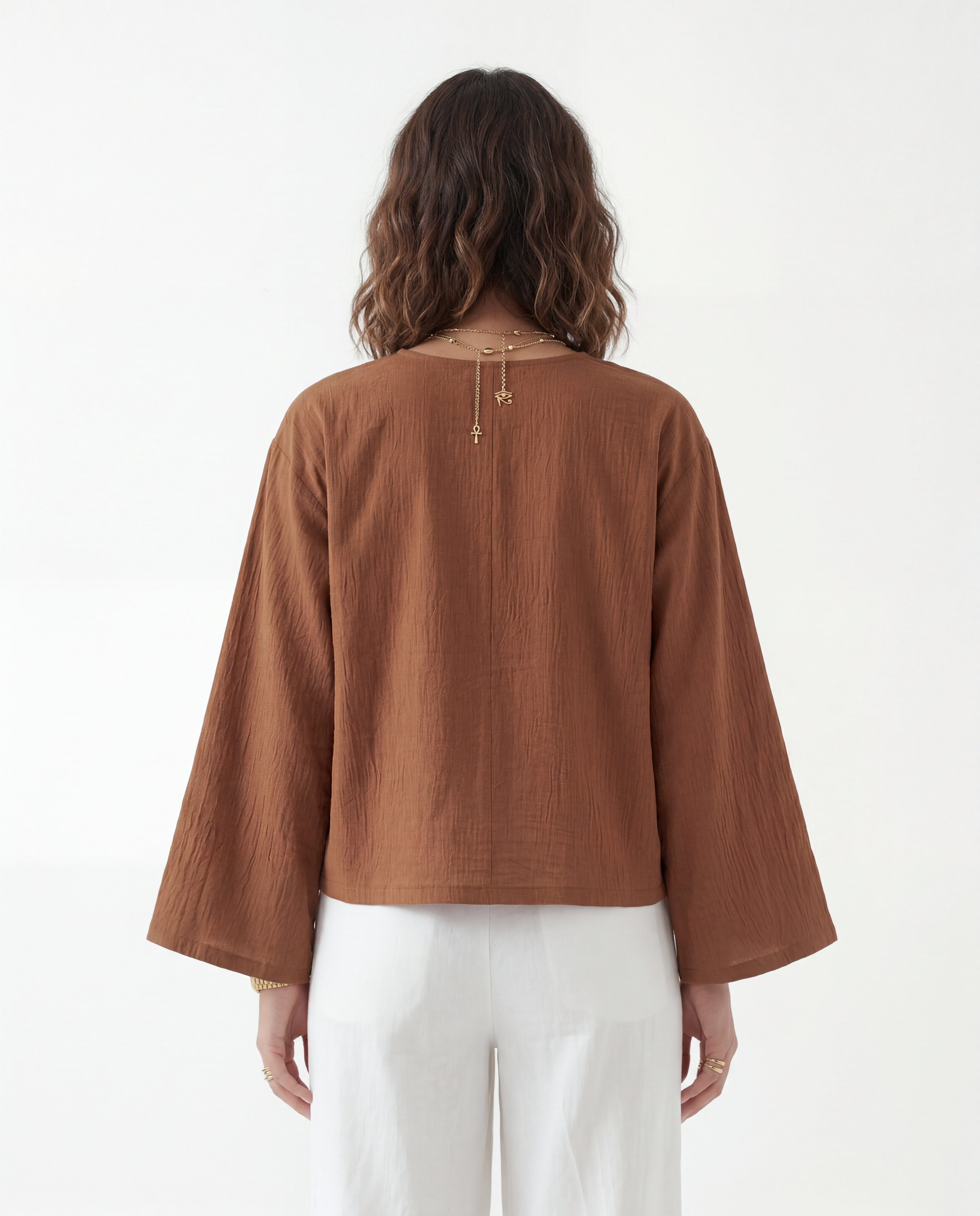 Brown Linen Relaxed Top