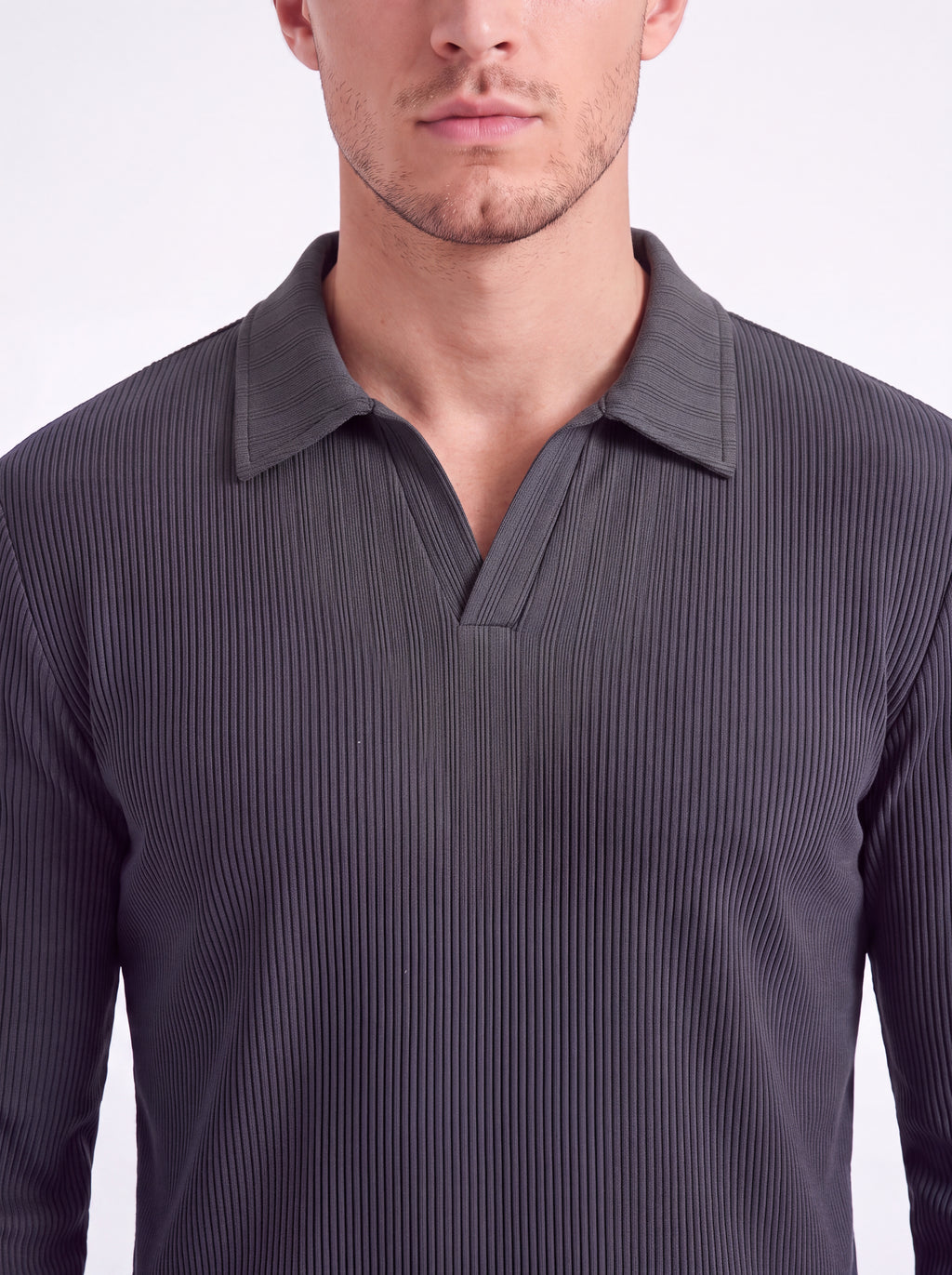 Dark-Grey Ribbed Polo