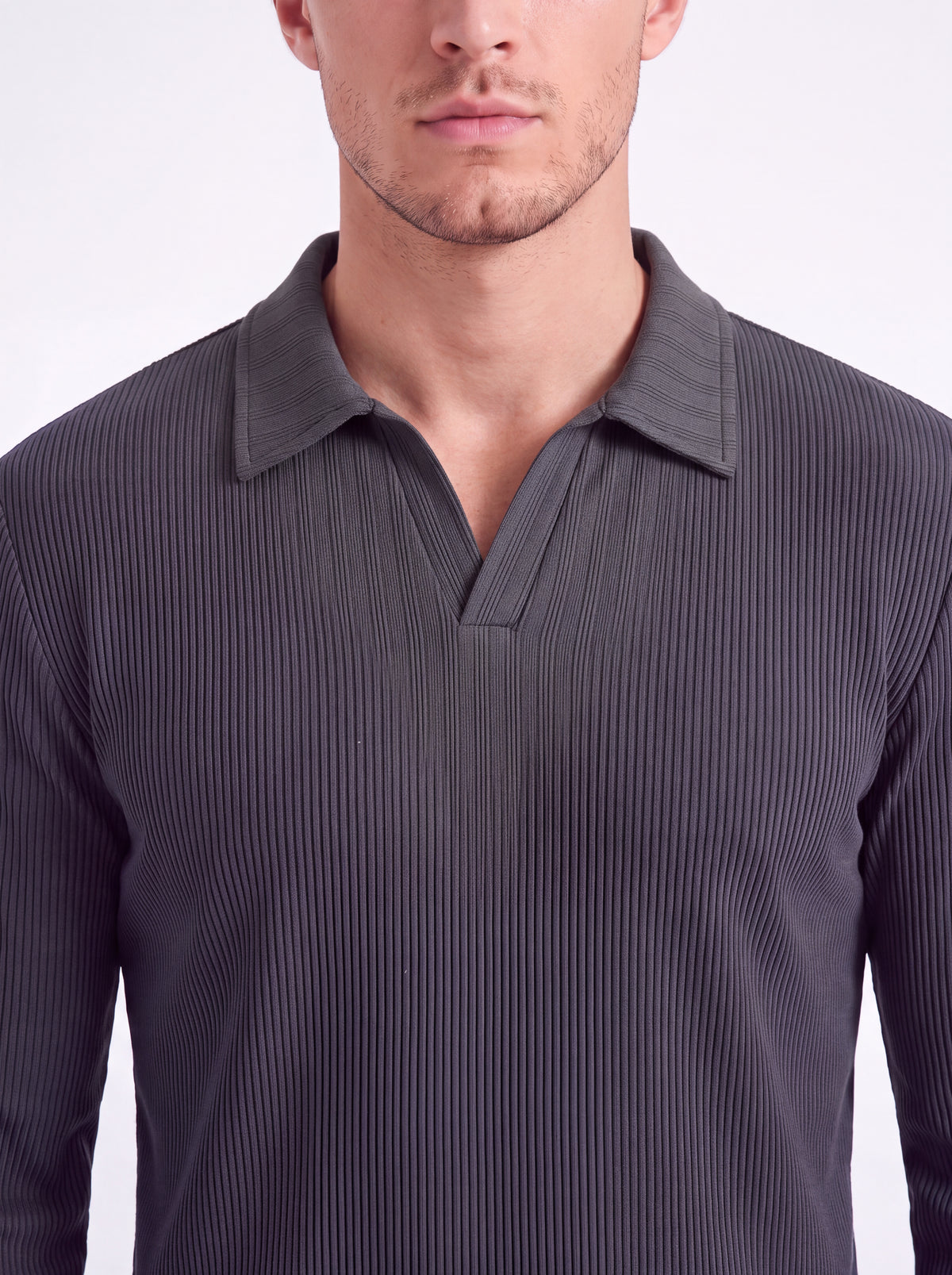 Dark-Grey Ribbed Polo