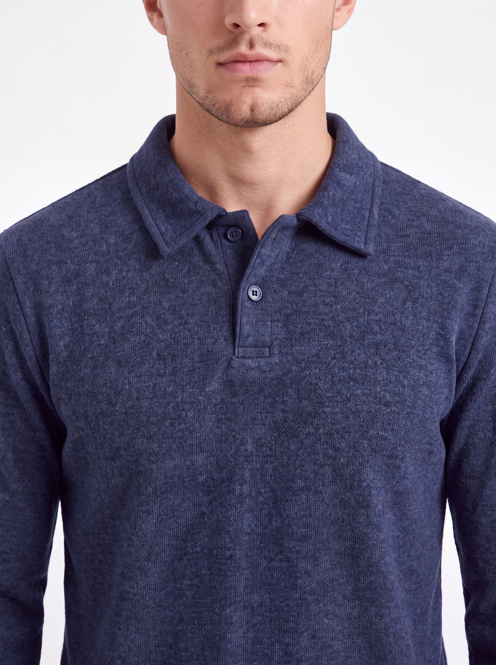 heathered navy melange polo