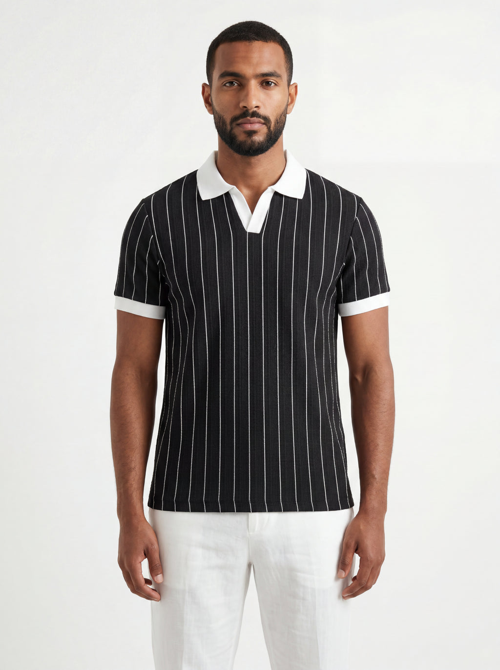 Striped Polo – Black/White
