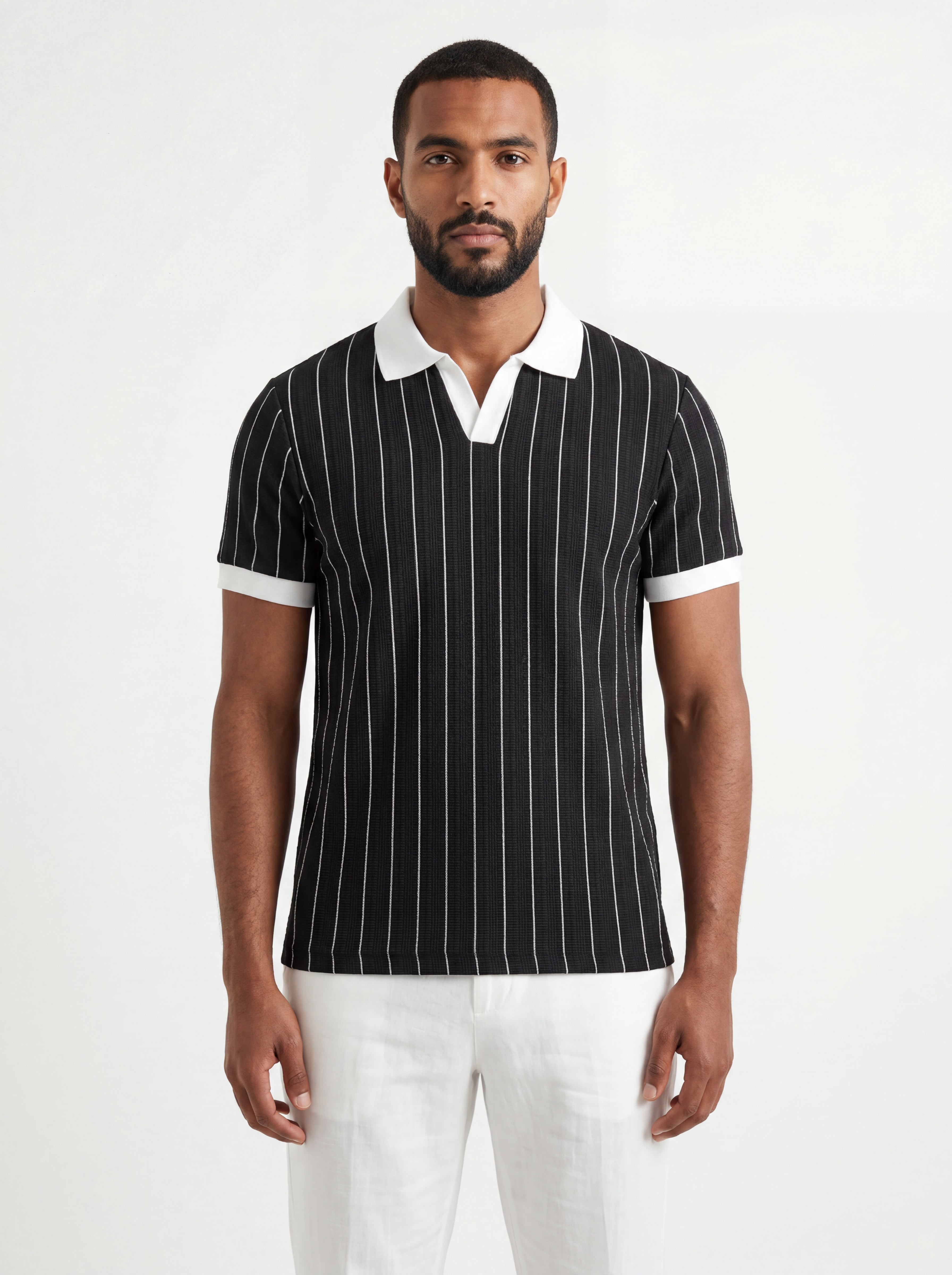 Striped Polo – Black/White