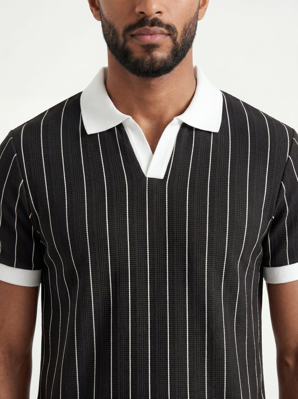 Striped Polo – Black/White