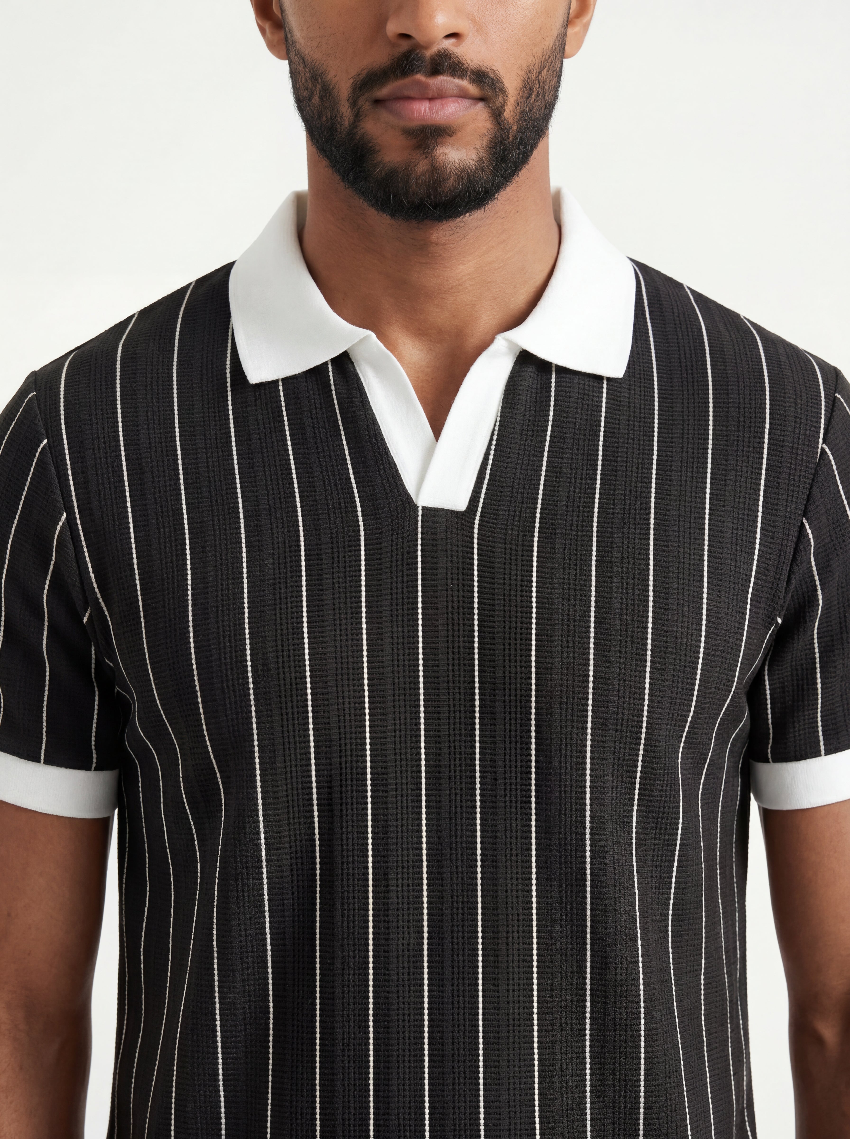 Striped Polo – Black/White