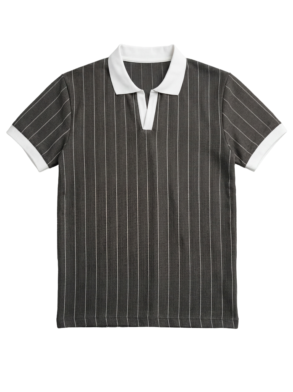 Striped Polo – Gray/White