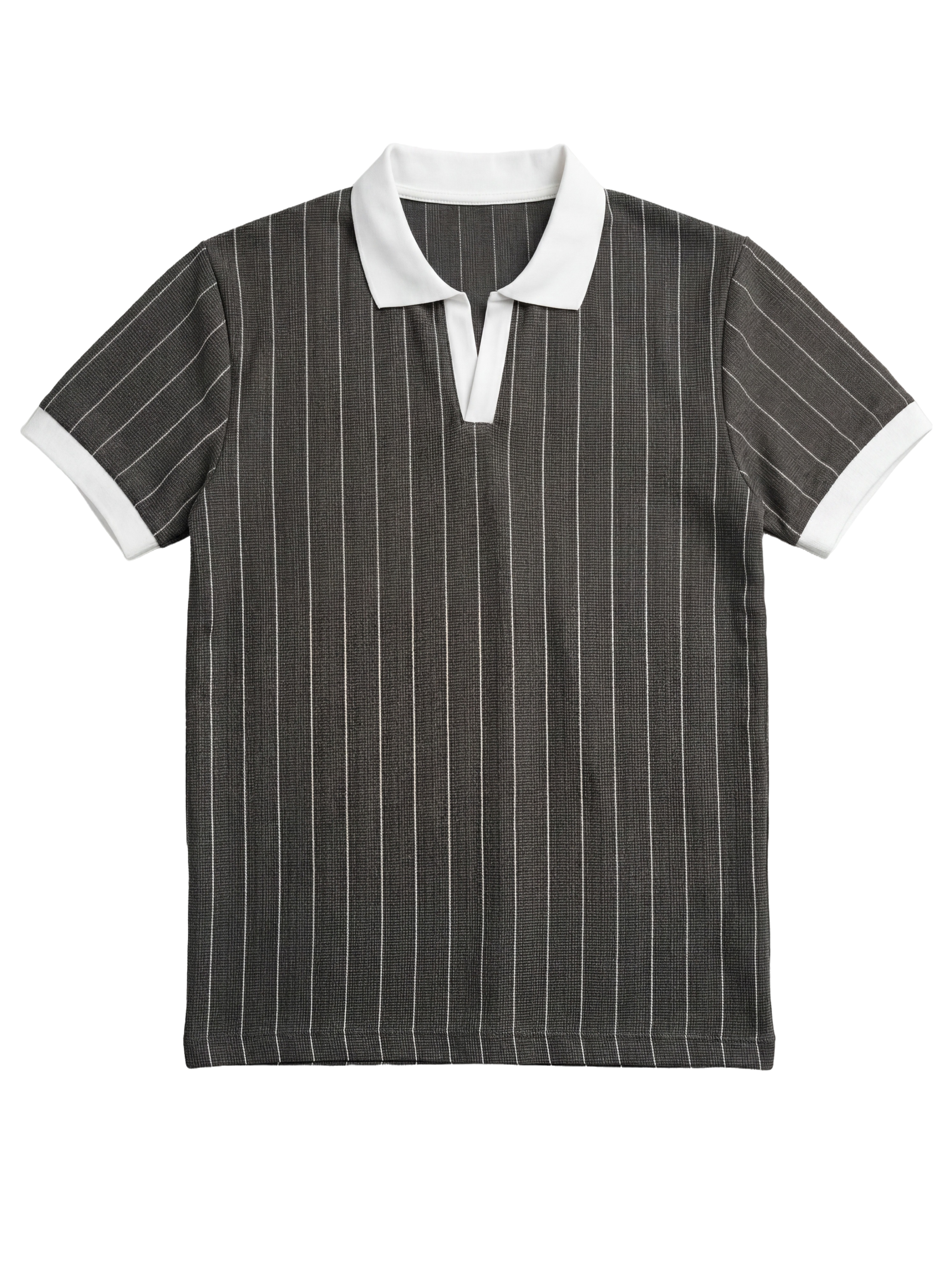 Striped Polo – Gray/White