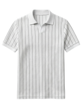 Striped Polo – White
