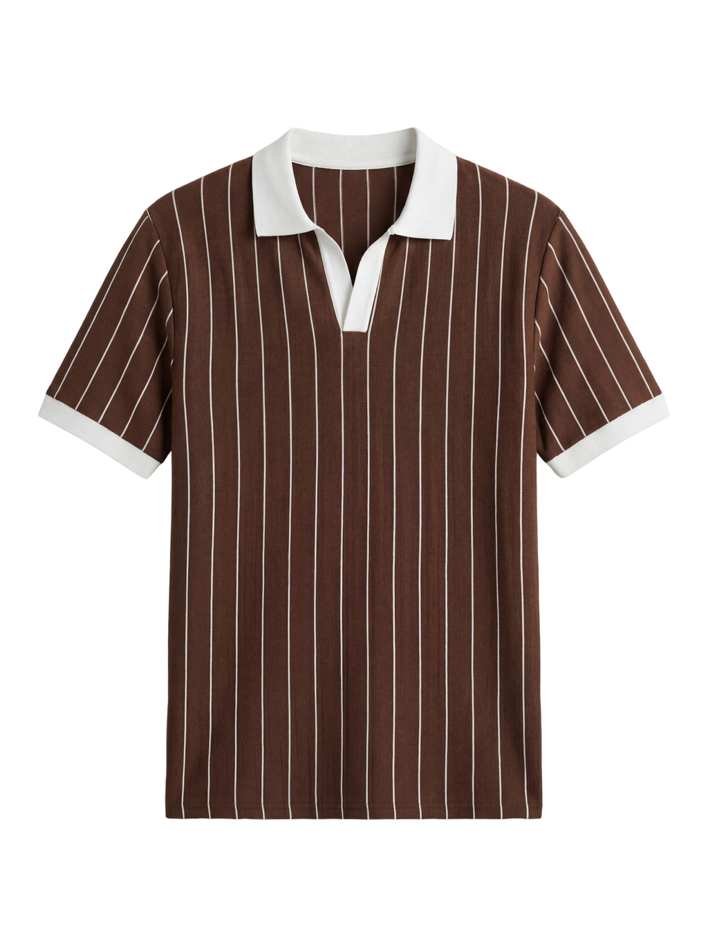 Striped Polo – Brown/White