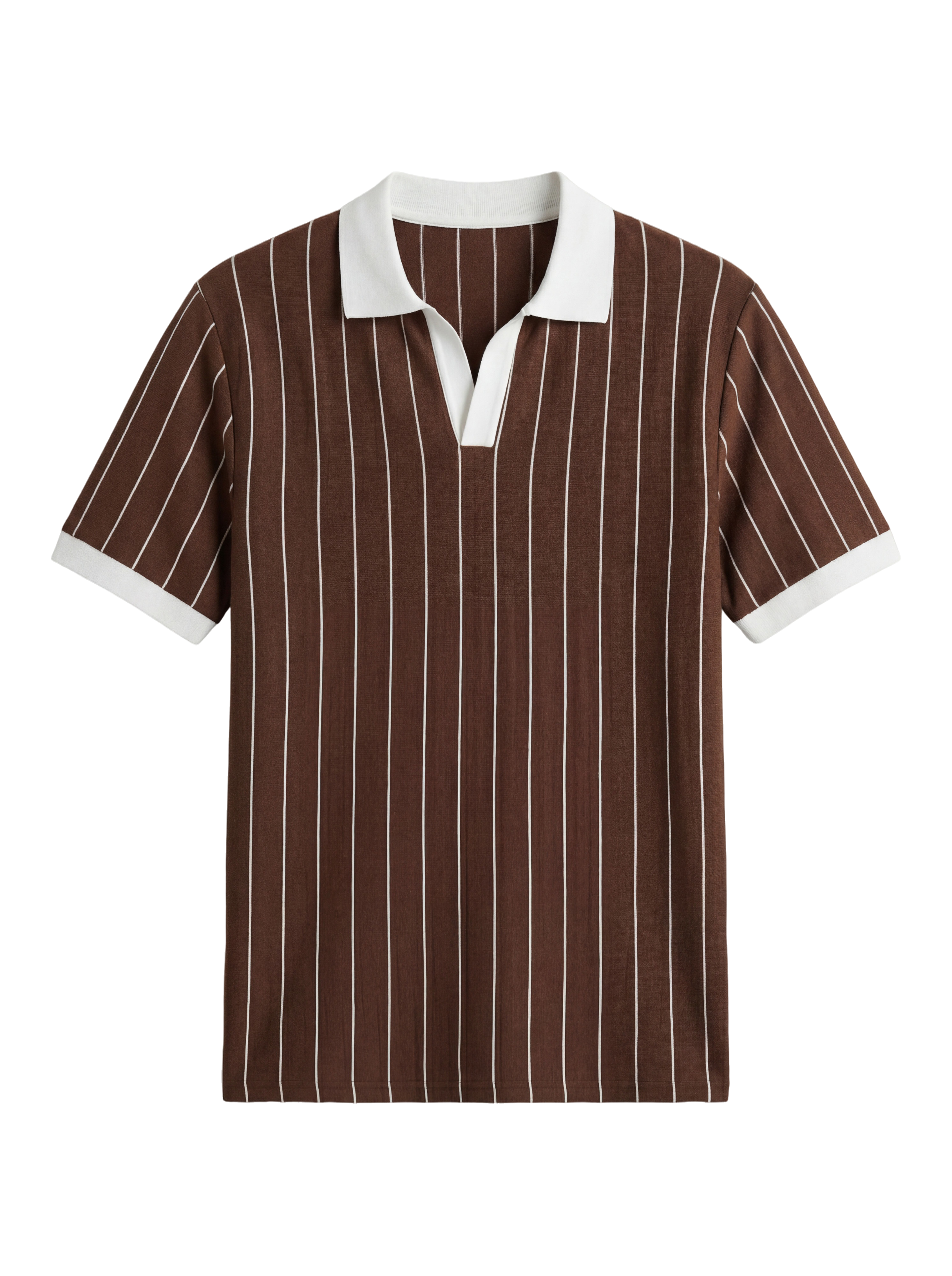 Striped Polo – Brown/White