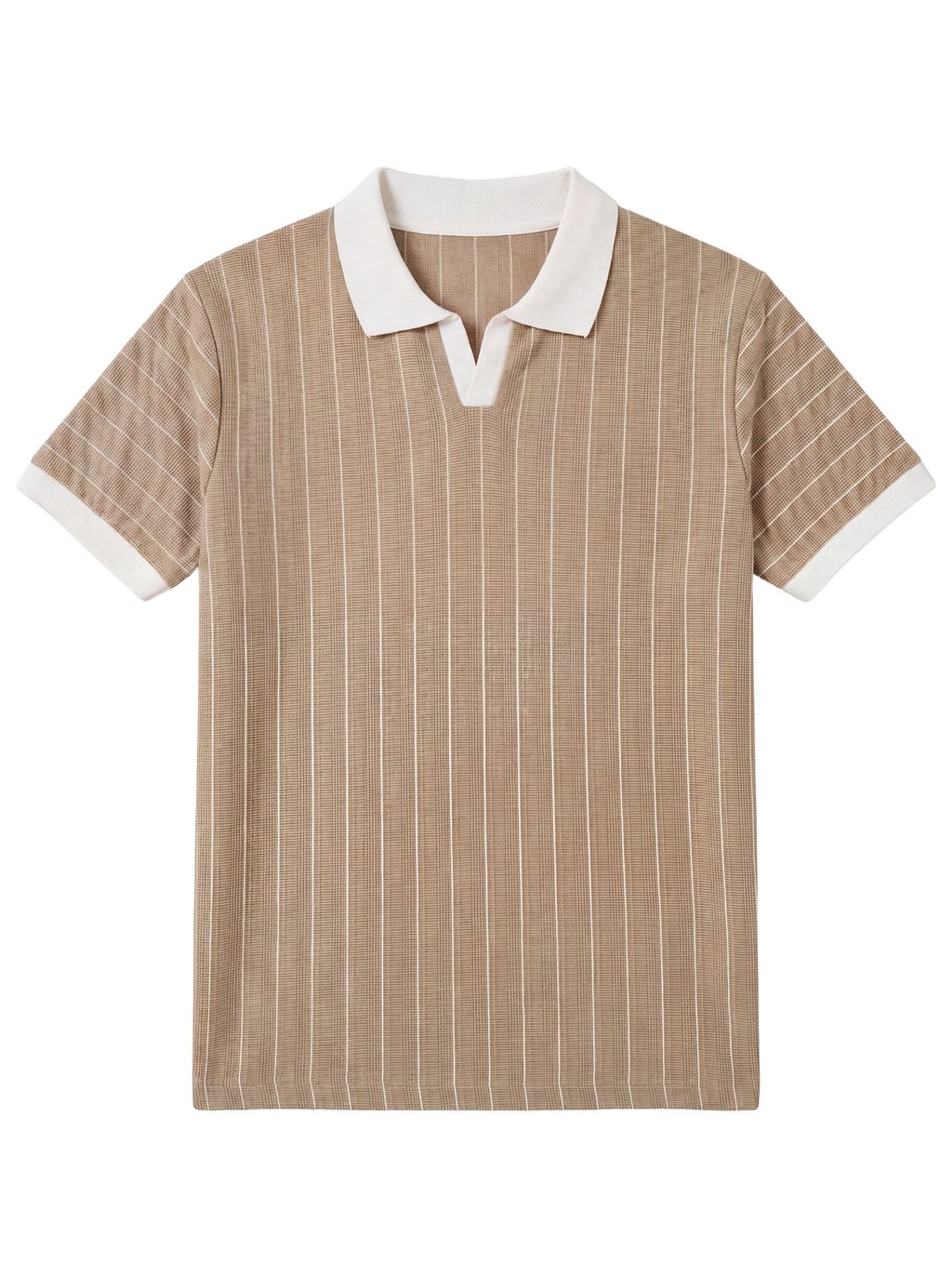 Striped Polo – Beige/White