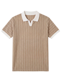 Striped Polo – Beige/White