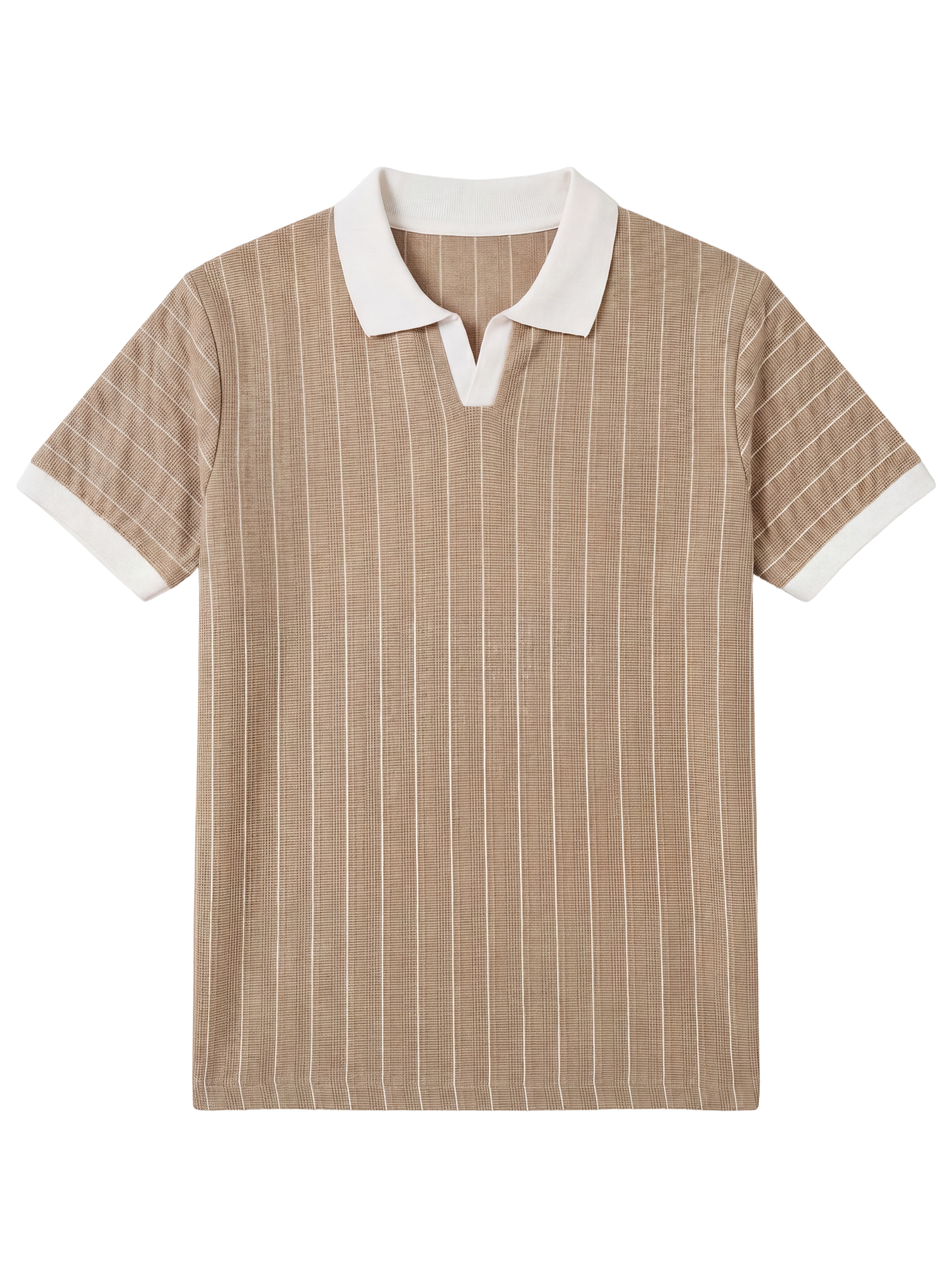 Striped Polo – Beige/White