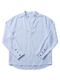Split-Neck Linen Shirt - Coastal Blue