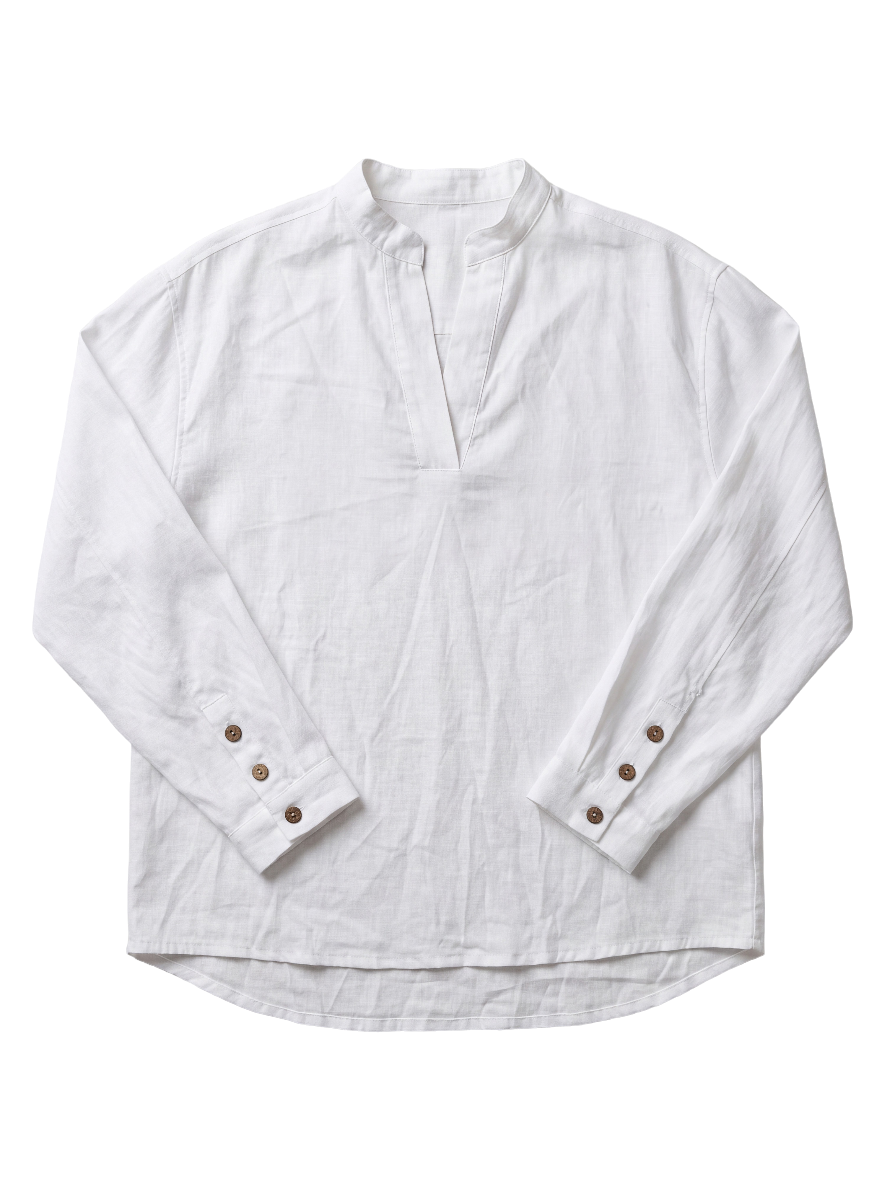 Split-Neck Linen Shirt