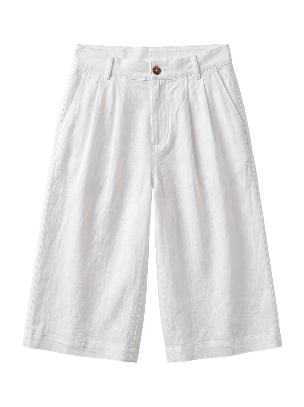 Pleated Linen Shorts - White