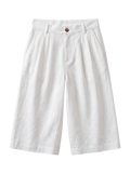 Pleated Linen Shorts - White