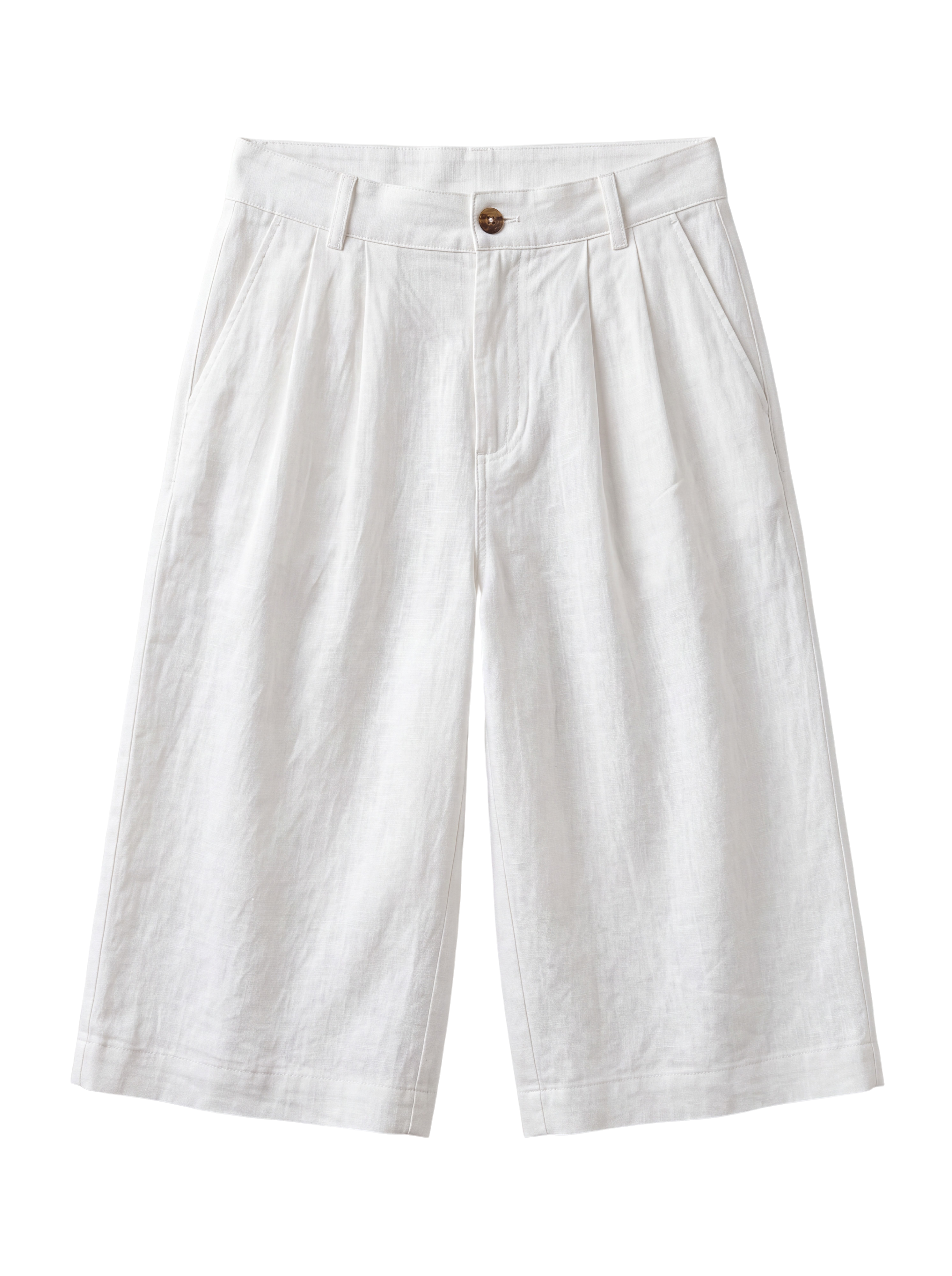 Pleated Linen Shorts - White