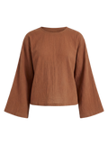Brown Linen Relaxed Top