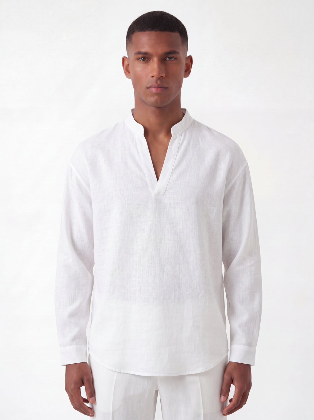 Split-Neck Linen Shirt