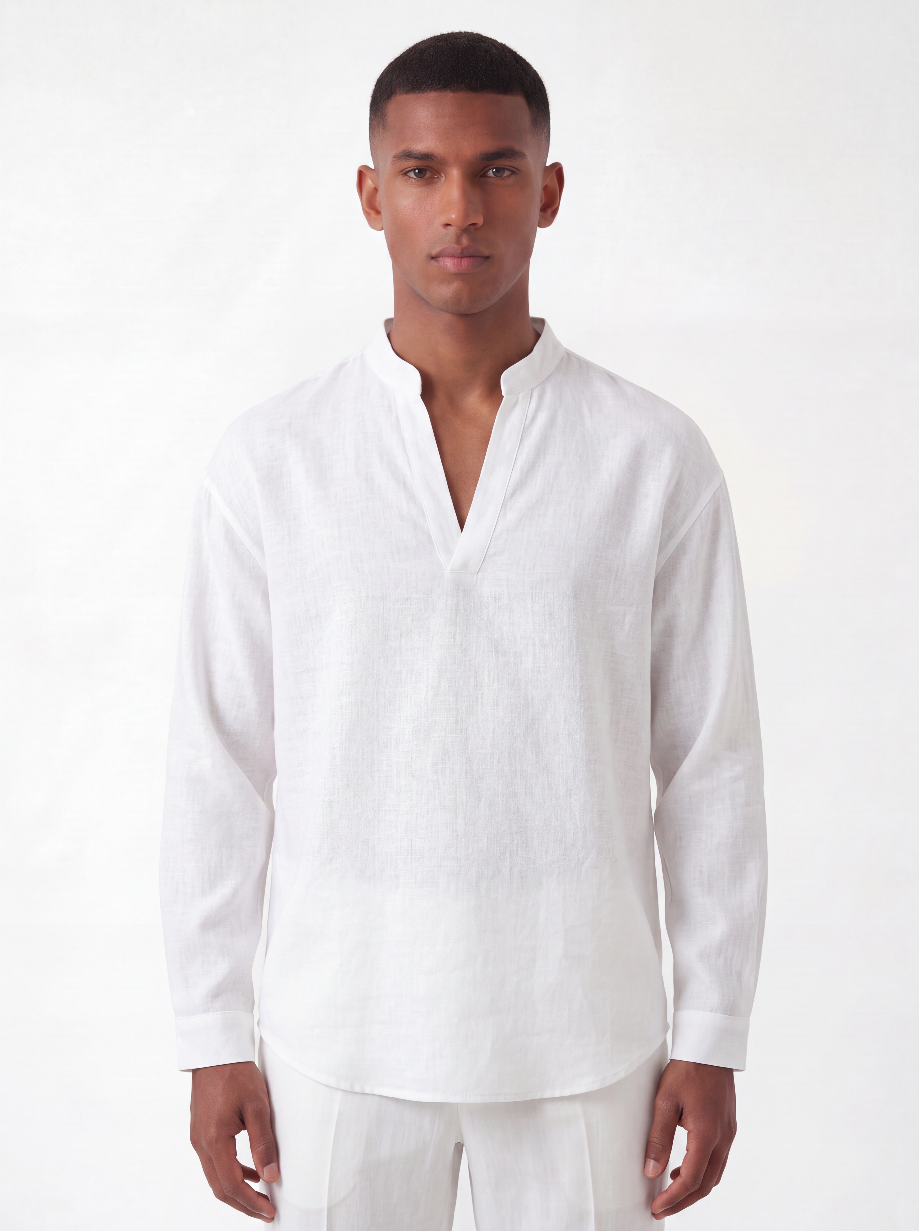 Split-Neck Linen Shirt