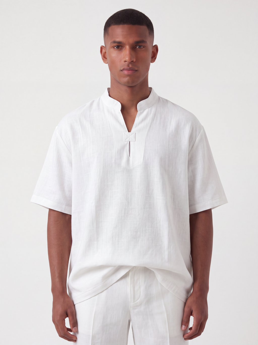 Mandarin Linen Shirt - White