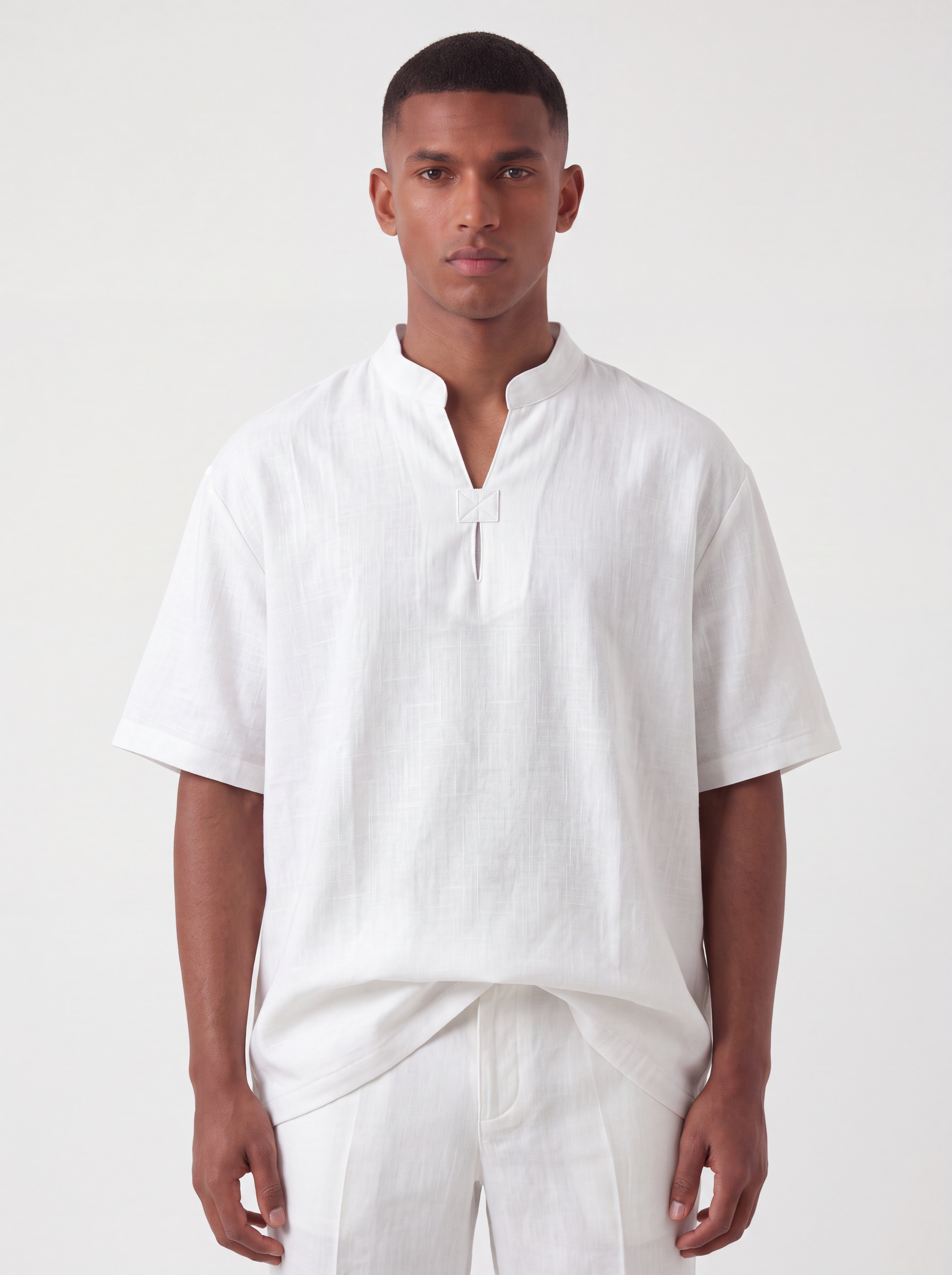 Mandarin Linen Shirt - White