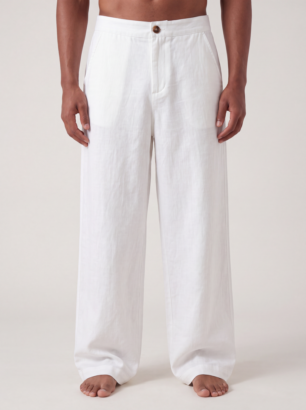 Wide-Leg Linen Pants - White