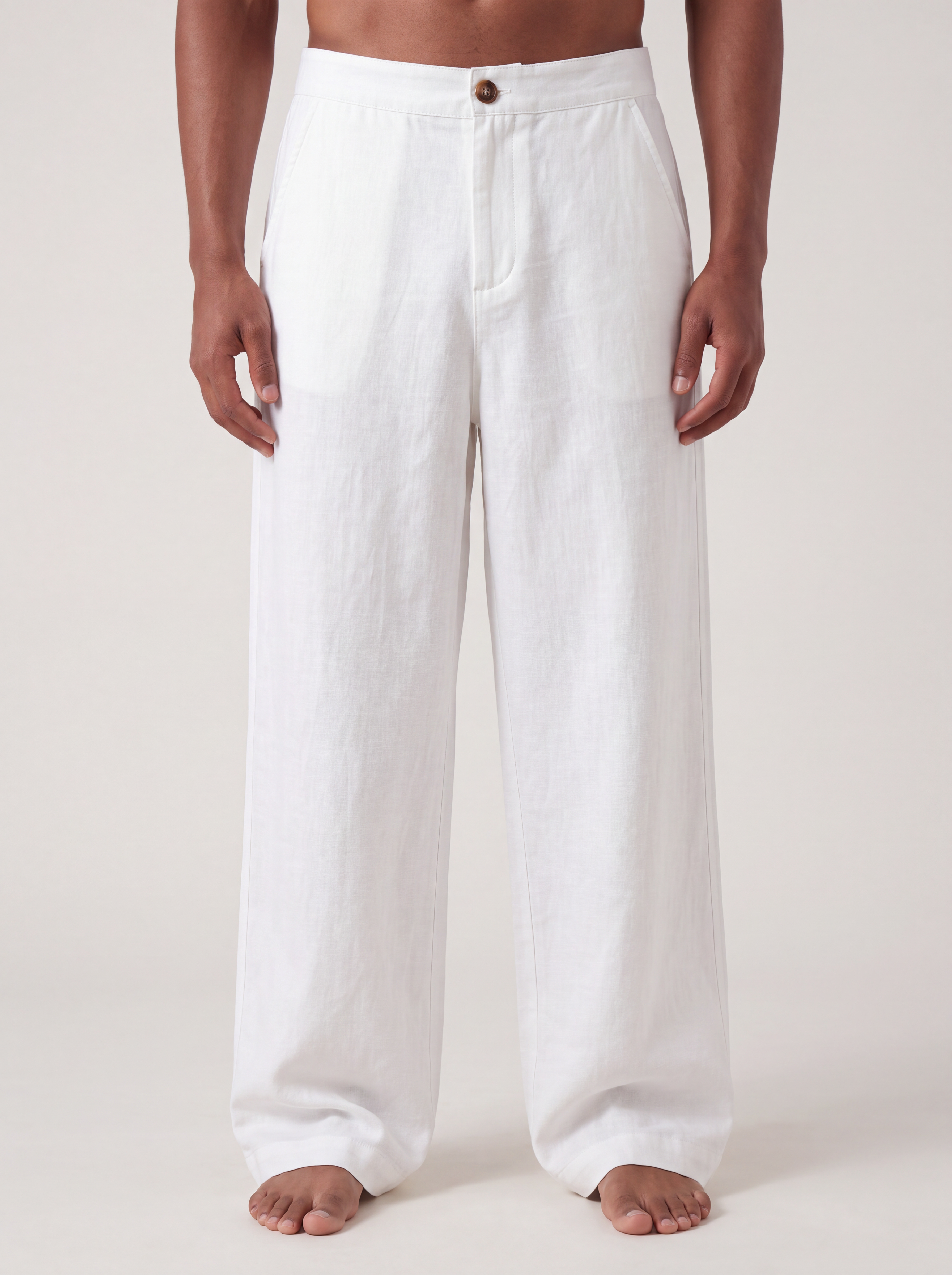 Wide-Leg Linen Pants - White