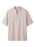 Mandarin Linen Shirt - Beige