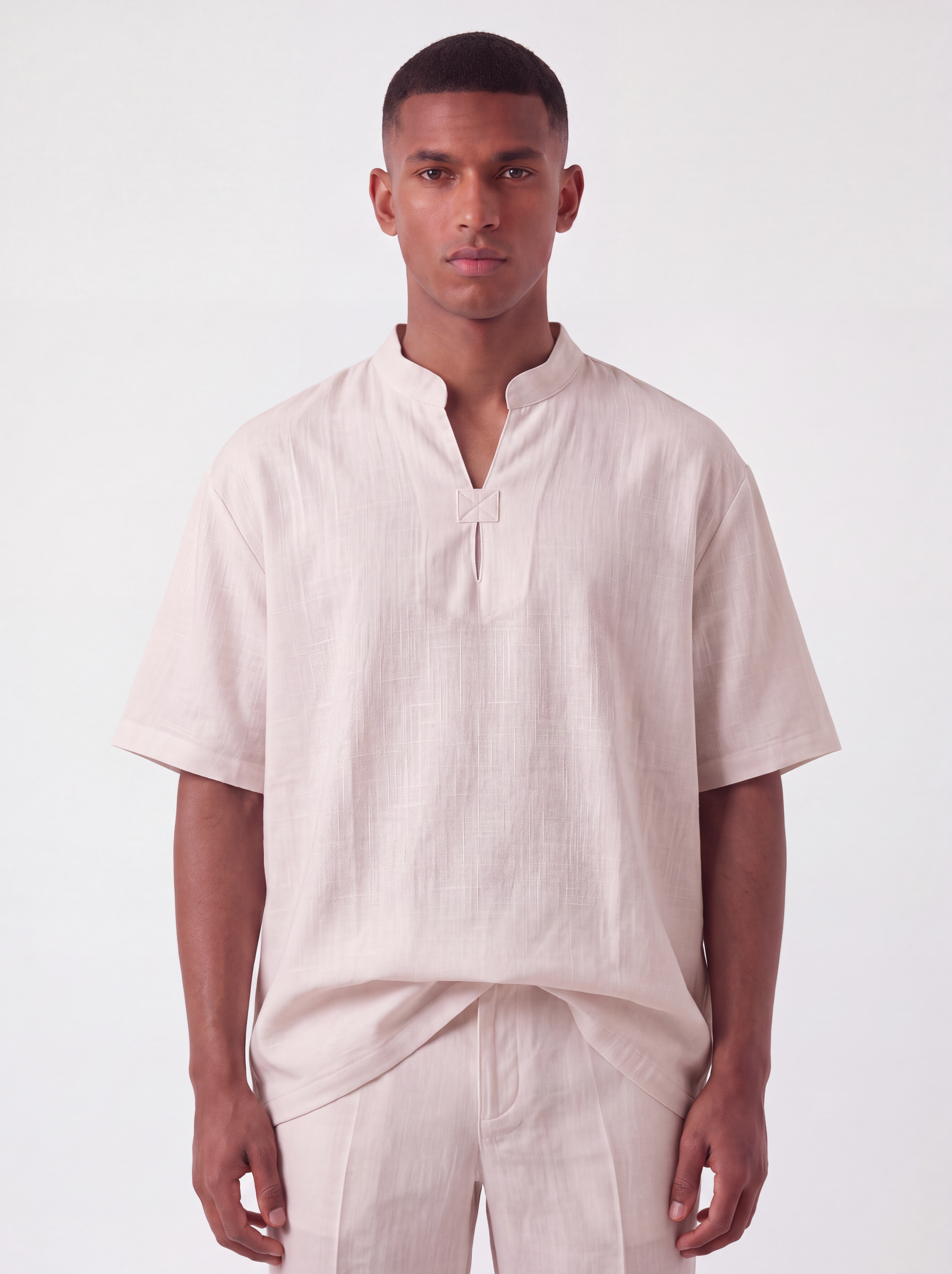 Mandarin Linen Shirt - Beige