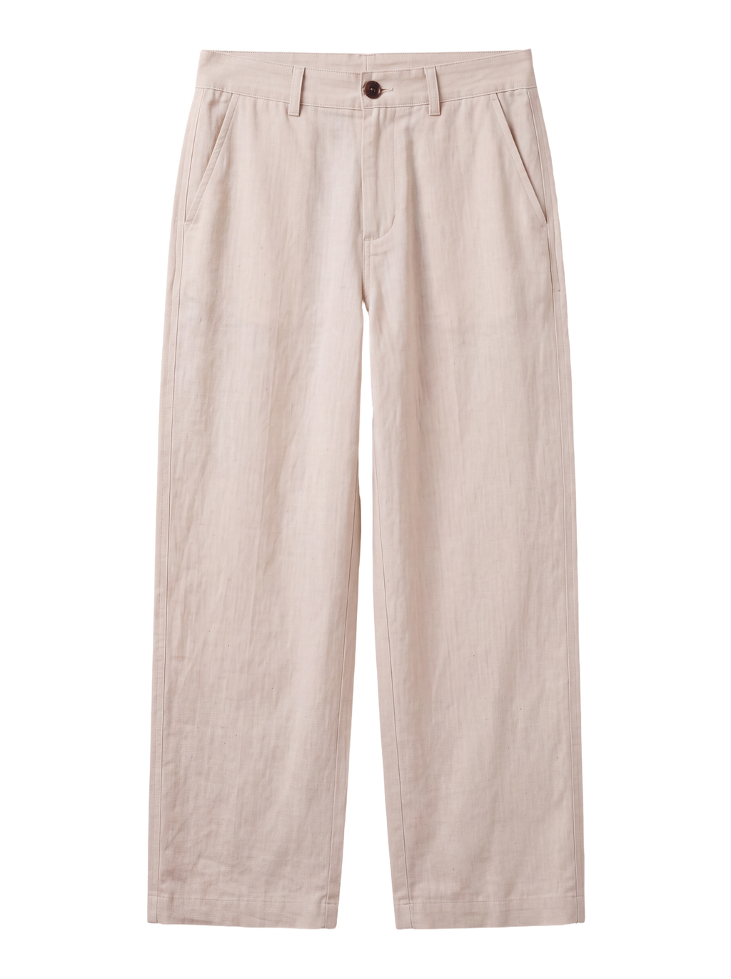 Wide-Leg Linen Pants - Beige