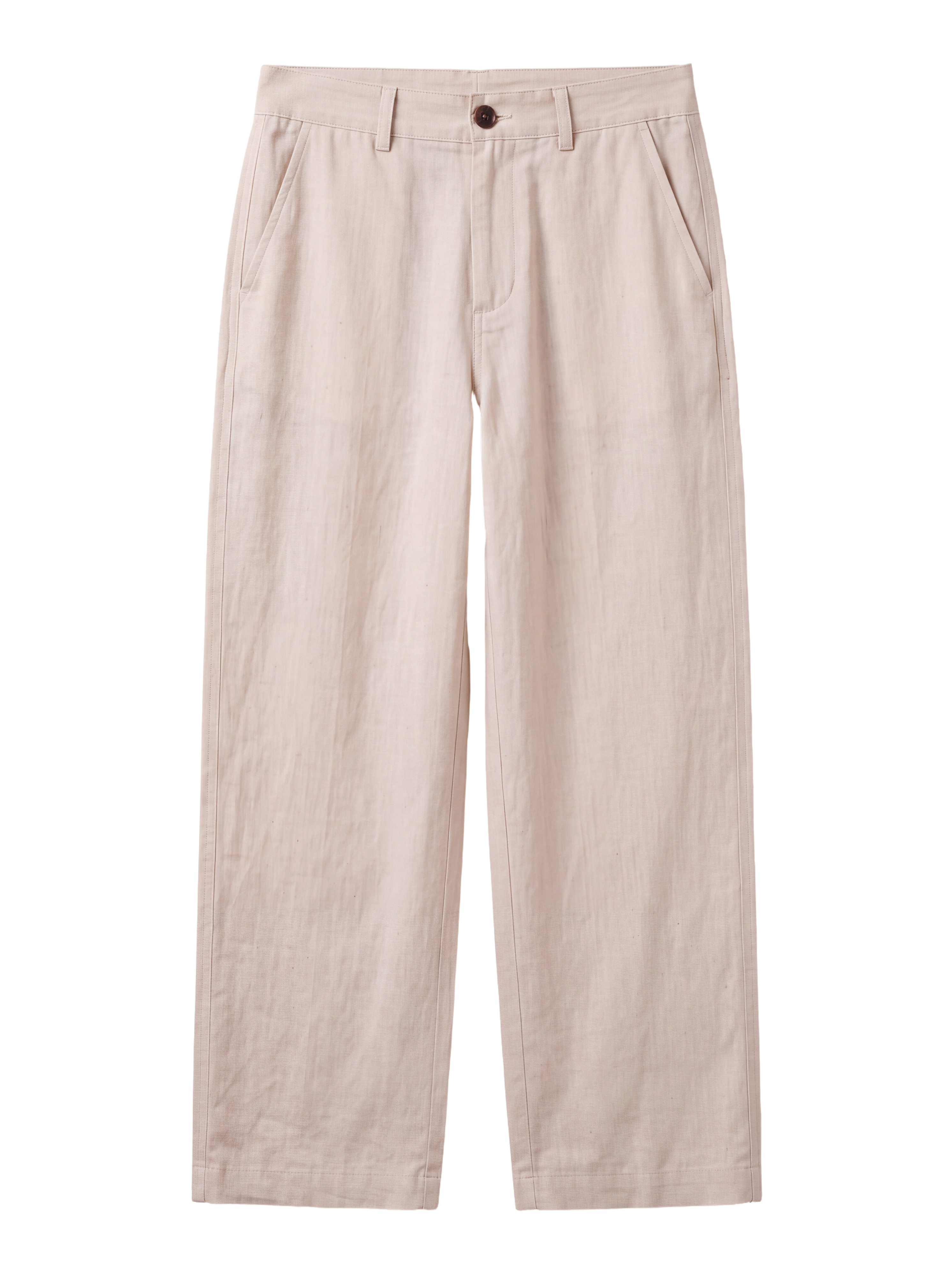Wide-Leg Linen Pants - Beige