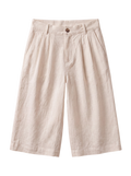 Pleated Linen Shorts - Beige