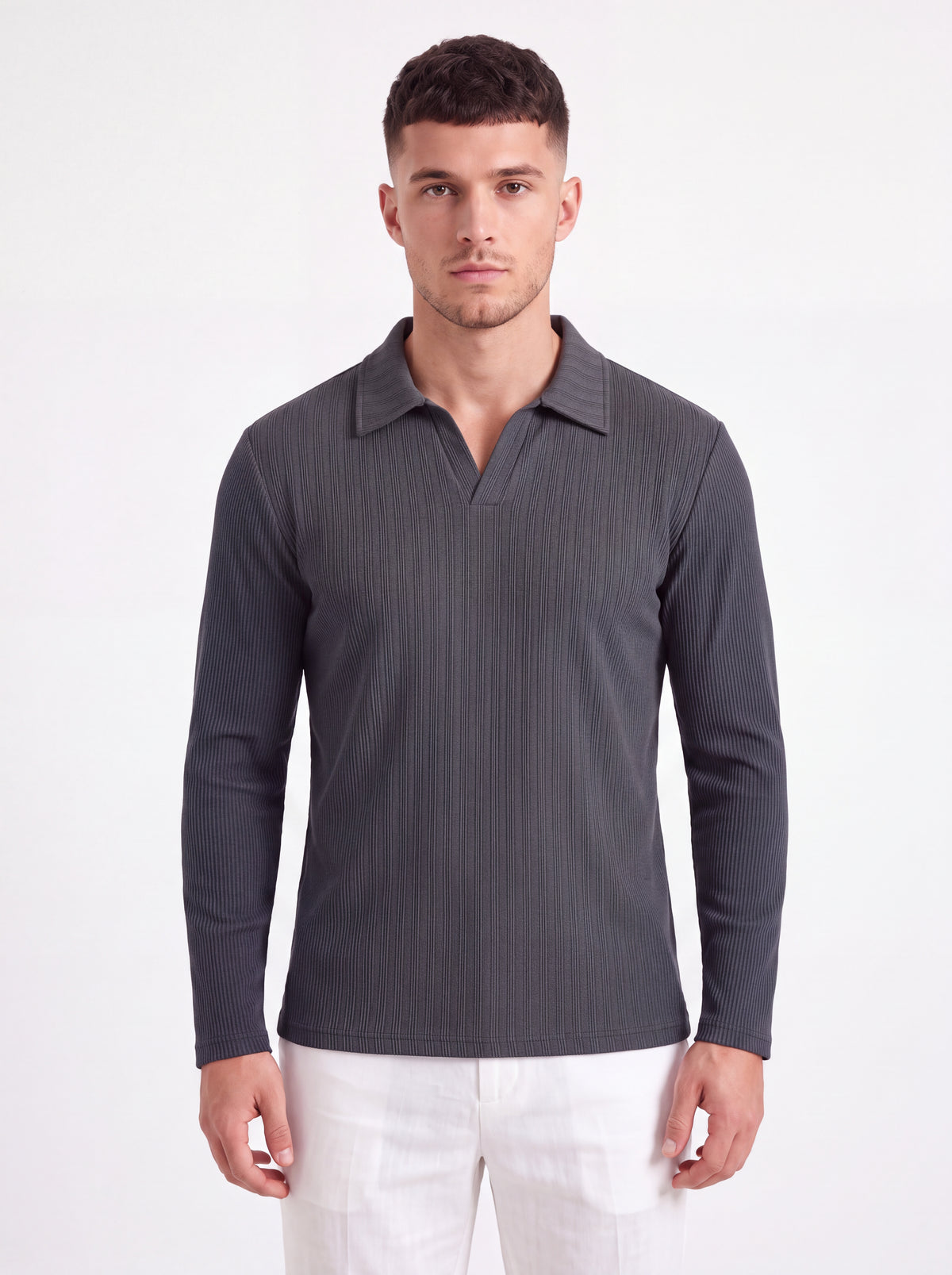 Dark-Grey Ribbed Polo